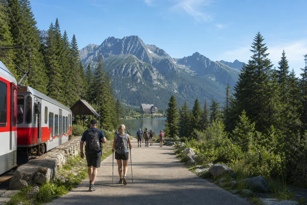 Popradské pleso zo zastávky TEŽ: povrch, prevýšenie a návrat