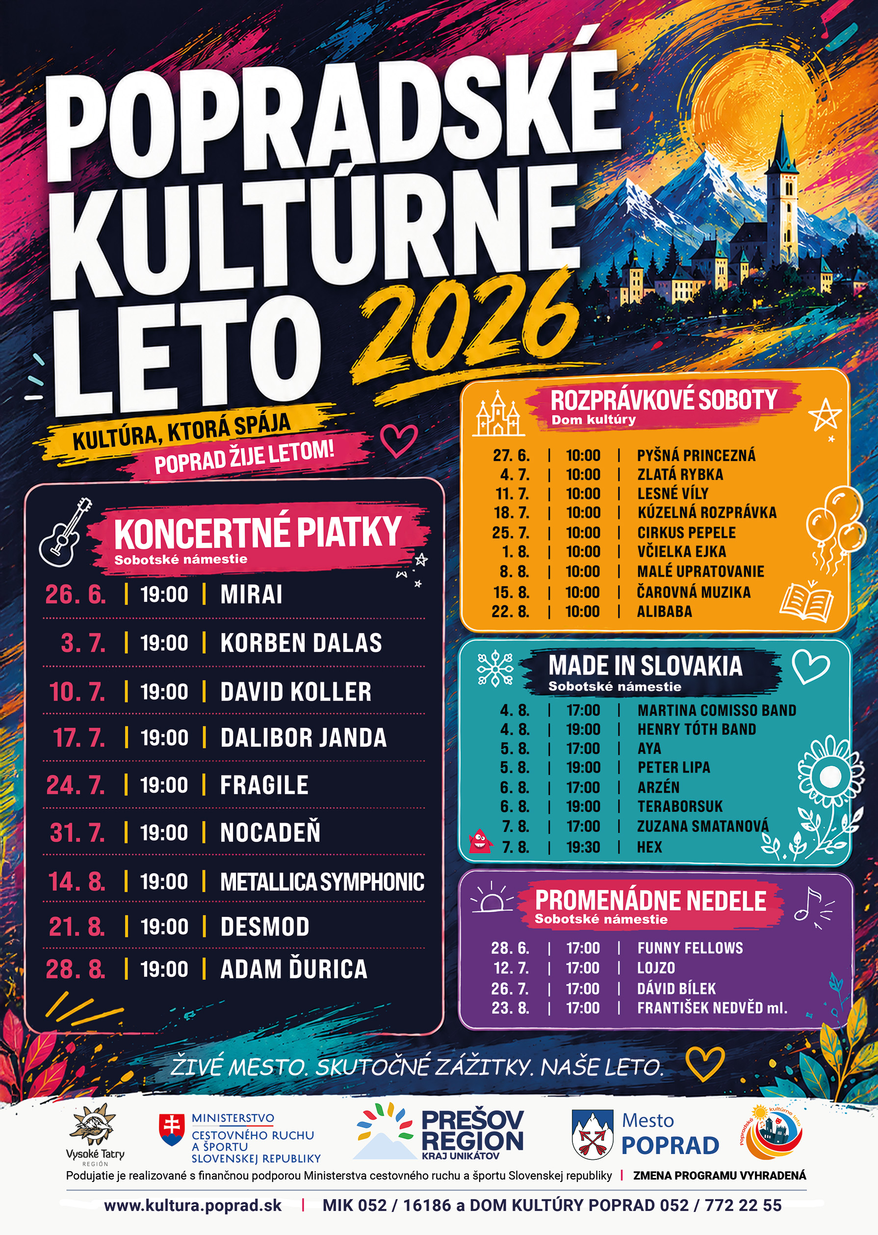 Oficiálny plagát Popradského kultúrneho leta 2026 s koncertom Metallica Symphonic